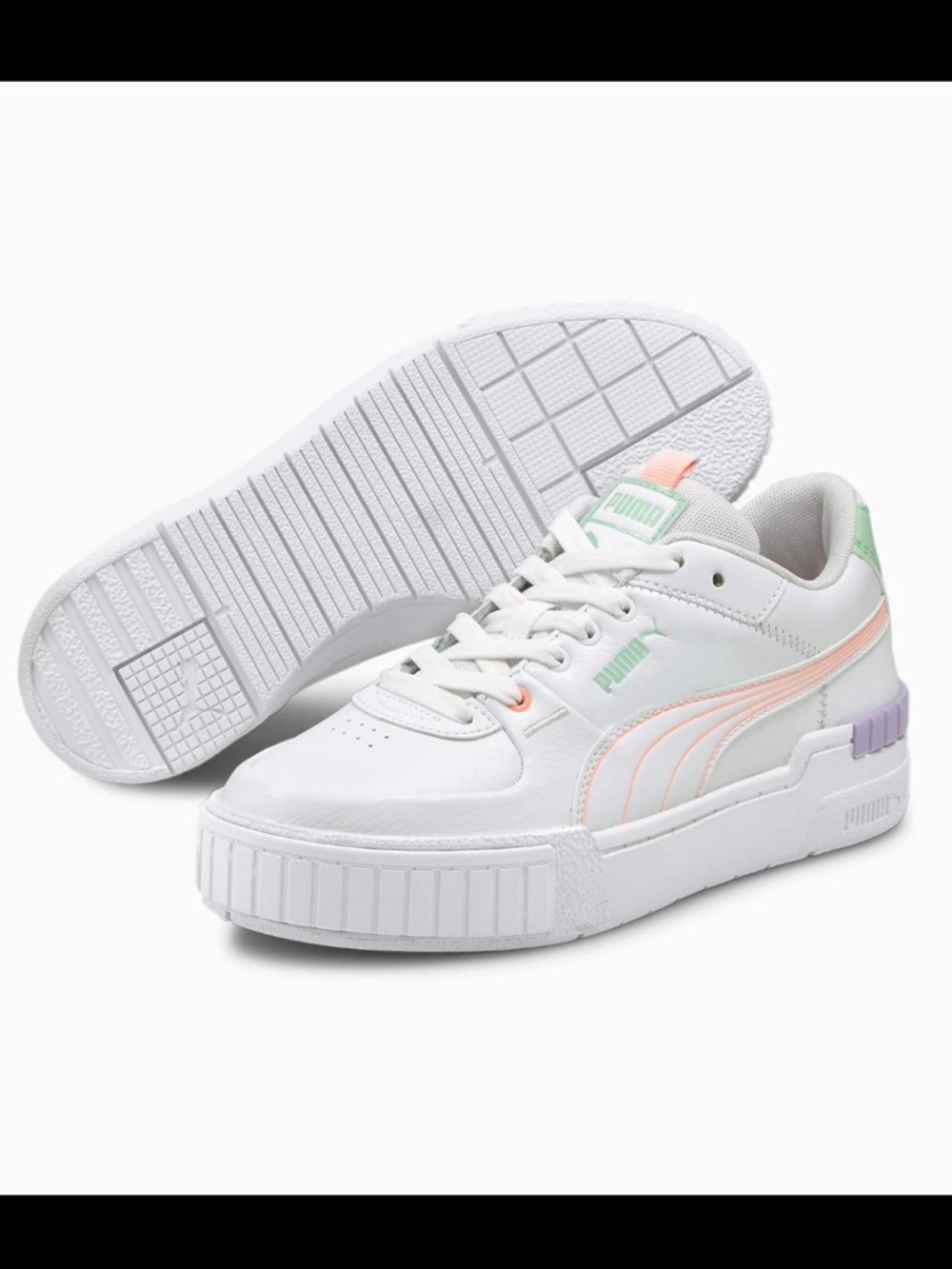 NEW Puma Cali Sport Pastel - White/Elektro Peach (8)